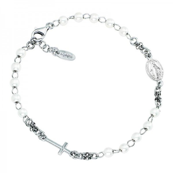 Acquistare Bracciale Amen Rosario in argento e perle donna BROBB3