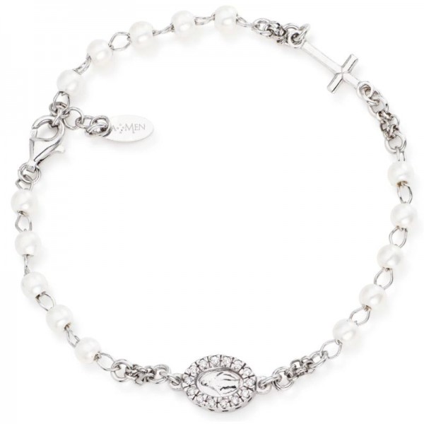 Immagine del Bracciale Rosario Amen in argento e perle donna BROBBZ-M3