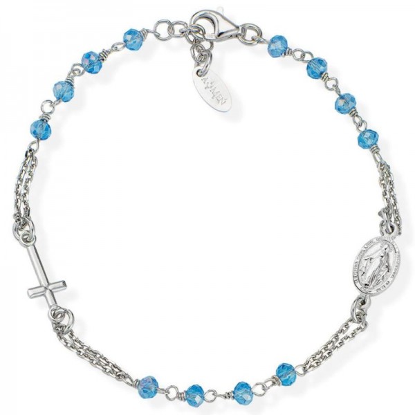 Bild des Amen Rosenkranz Armband aus Silber mit Kristallen BROBC3