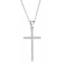 Amen Silver Cross Necklace with zircons for ladies CLCRDOBBNZ