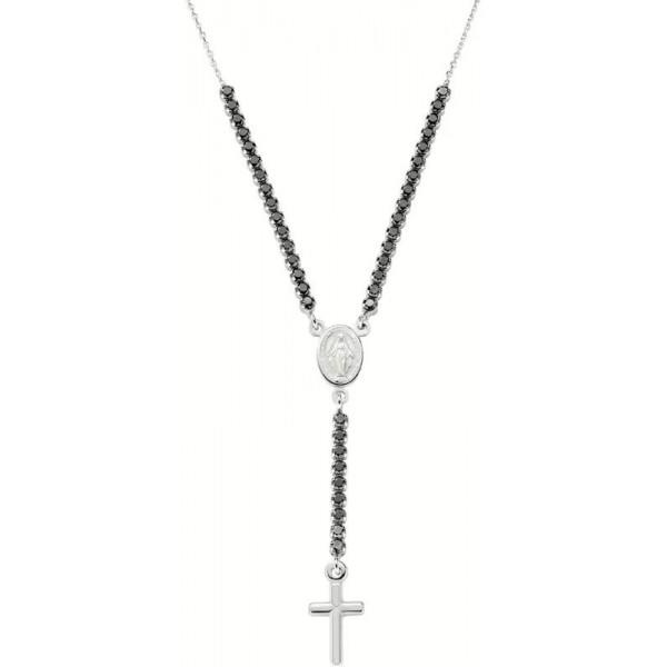 Image of the Amen Silver Rosary Necklace with zircons CLCRMIBNZ4