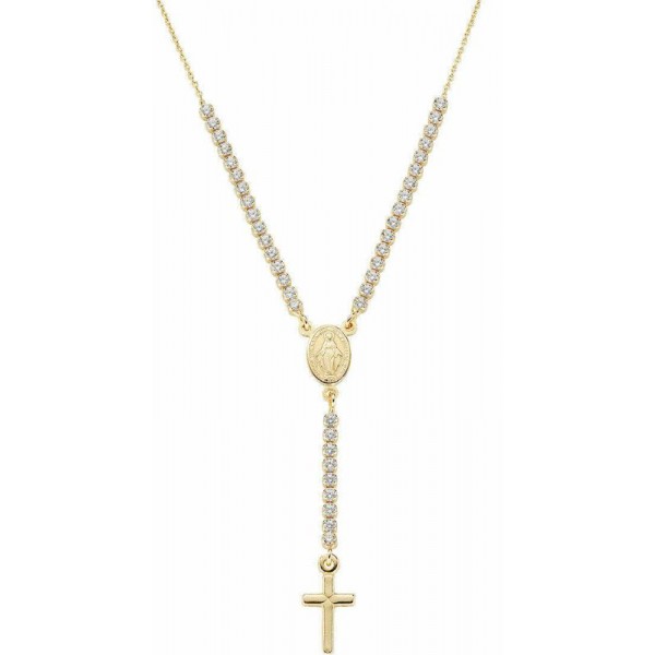 Image of the Amen Silver Rosary Necklace with zircons CLCRMIGBZ4