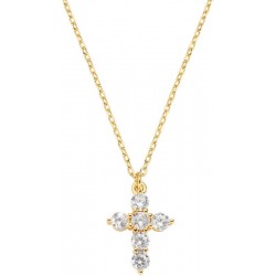 Amen Silver Cross Necklace with zircons for ladies CLCRPAGBZ