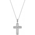 Immagine della Collana Amen con croce in argento e zirconi donna CLCRVBBZ