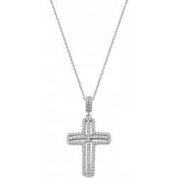 Amen Silver Cross Necklace with zircons for ladies CLCRVBBZ