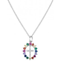 Amen Silver Cross Necklace with zircons for ladies CLGHCRBMZ