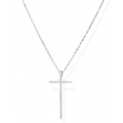 Amen Silver Cross Necklace with zircons for women CLLCBBZ