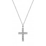 Buy Amen Silver Cross Necklace with zircons for ladies CRBB01