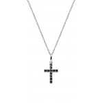 Buy Amen Silver Cross Necklace with zircons for ladies CRBN03