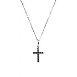 Amen Silver Cross Necklace with zircons for women CRBN03