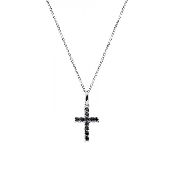 Buy Amen Silver Cross Necklace with zircons for ladies CRBN03