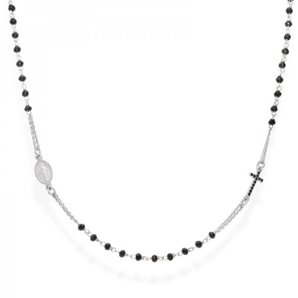 Buy Amen Silver Rosary Necklace with crystals CRO25BNZ3