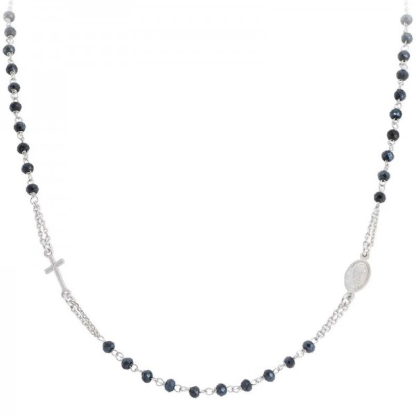Image of the Amen Silver Rosary Necklace with crystals CROBG3