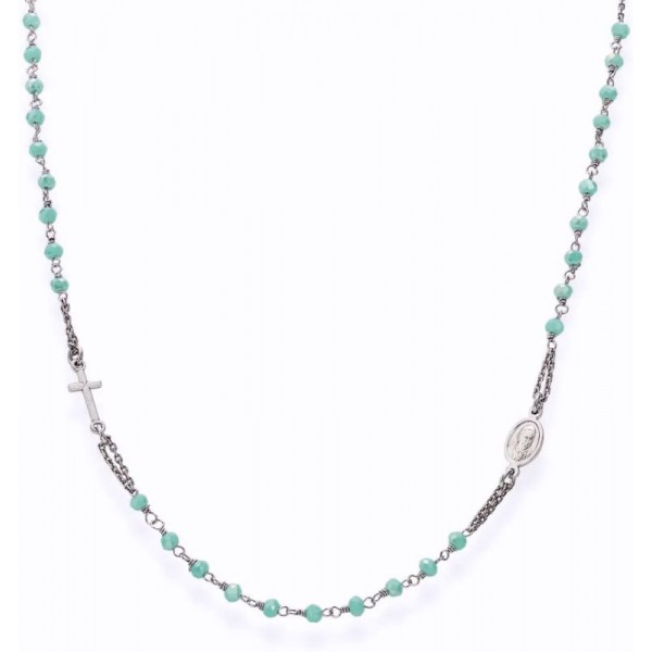 Image of the Amen Silver Rosary Necklace with crystals CROBT3