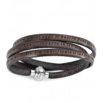 Bracciale Amen Padre Nostro in italiano PNIT16 in pelle marrone e acciaio inossidabile