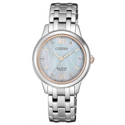 Купить Citizen Женские Часы Lady Super Titanium EM0726-89Y Бриллианты Перламутр