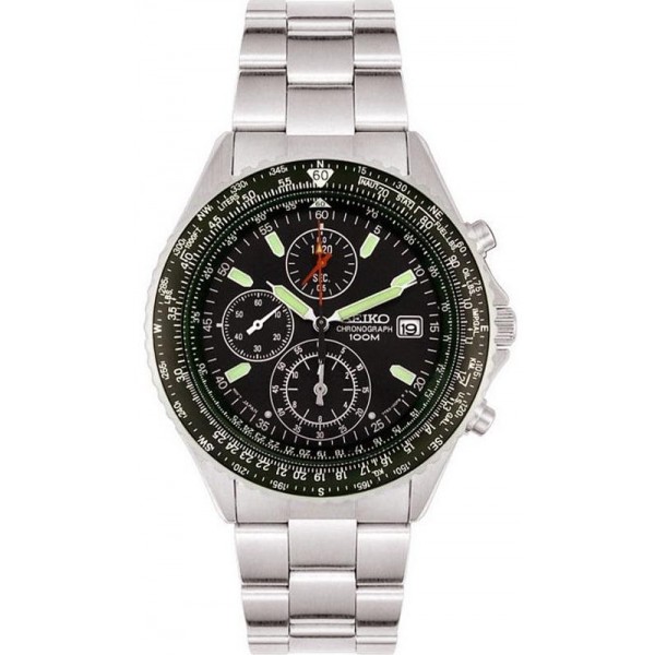 Men's Seiko Watch Flightmaster Pilot Chronograph Quartz SND253P1 - Crivelli  Shopping