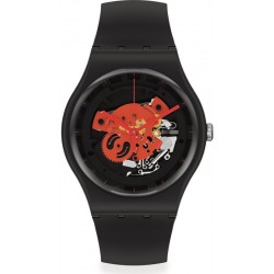 Unisex Swatch Watch New Gent Time To Red Big SO32B110