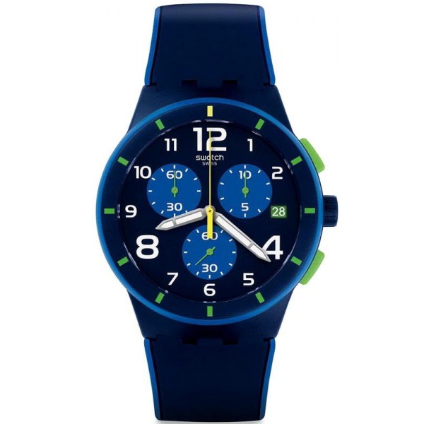 Купить Swatch Мужские Часы Chrono Plastic Bleu Sur Bleu SUSN409 Хронограф