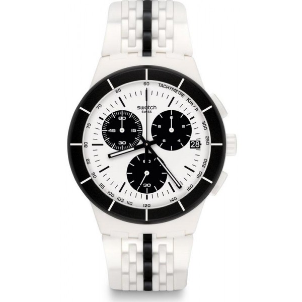 Kaufen Sie Swatch Unisexuhr Chrono Plastic Piste Noire SUSW407 Chronograph